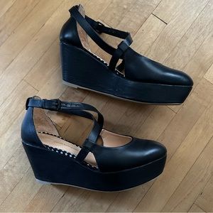 Pilcro Anthropologie Leather Wedge Platform Shoes
